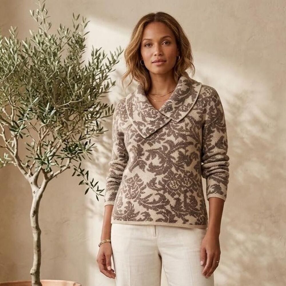 Chico-s Women's Brown and Tan Jumper